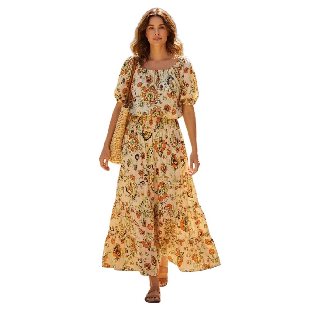 Single Thread Linen Euro Summer 
Women's size Large Twill Top‎ & Maxi Skirt Set